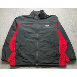 The North Face Fleece Lined Jacket Men's 2XL Embroidered Logo Mock Neck Gray Red